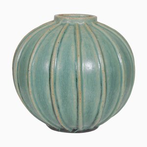 Grüne kugelförmige Vase von Arne Bang