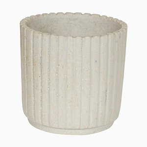 Beige Vase in Stoneware with Ribbed Design by Arne Bang