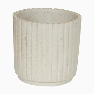 Vaso beige in gres con motivo a coste di Arne Bang