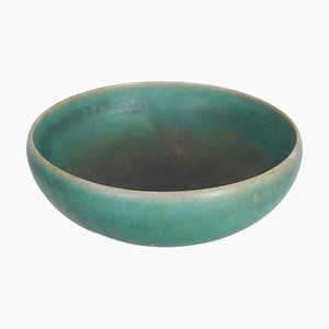 Stoneware Bowl with a Green Glaze by Eva Stæhr-Nielsen for Saxbo