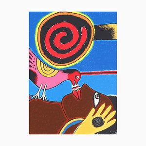 Corneille, Composición con mujer y pájaro, 2002, Litografía