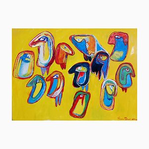 Finn Pedersen, Yellow Mask Composition, Acrylic on Canvas