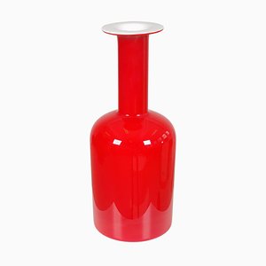 Vase en Verre Rouge de Otto Brauer Holmegaard