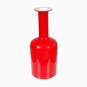 Red Glass Vase from Otto Brauer Holmegaard