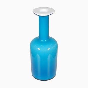 Jarrón de vidrio azul de Otto Brauer Holmegaard