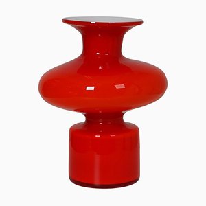Red and White Glass Vase from Holmegaard, 1970s