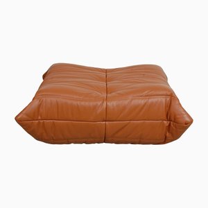 Otomana Togo de cuero coñac de Michel Ducaroy para Ligne Roset, años 70