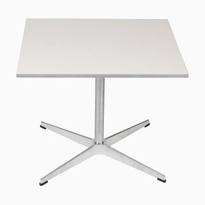 White Laminated Coffee Table with a Metal Border by Arne Jacobsen for Fritz Hansen