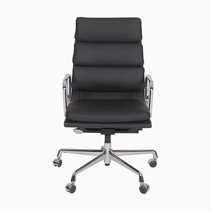 Black Leather EA-219 Office Chair by Charles Eames for Vitra, 1960s