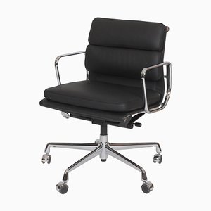 Black Leather EA-217 Office Chair by Charles Eames for Vitra