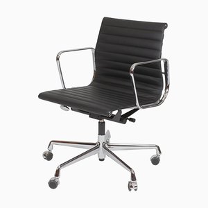 Black Leather EA-117 Office Chair by Charles Eames for Vitra
