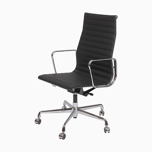 Black Leather EA-19 Office Chair by Charles Eames for Vitra