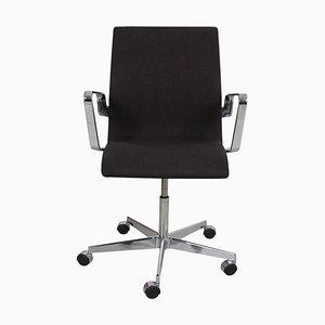 Grey Fabric and Chrome Oxford Office Chair by Arne Jacobsen