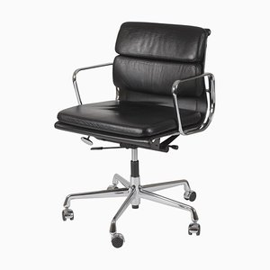 Black Leather Ea-217 Office Chair by Charles Eames for Vitra