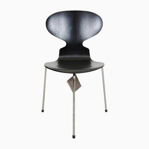 Chaises Ant Lazur Noires par Arne Jacobsen pour Fritz Hansen