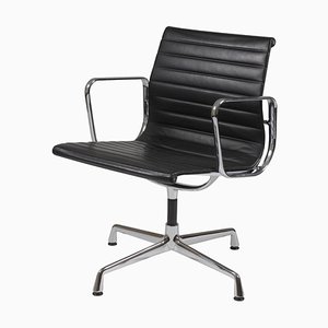 Black Leather Ea-108 Chair by Charles Eames for Vitra