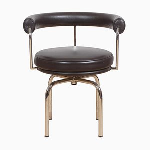 LC7 Dining Chair in Dark Brown Leather by Le Corbusier for Cassina, 1920s