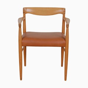 Armchair in Walnut Aniline Leather & Oak by H.W. Klein