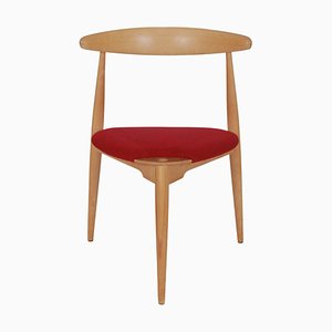 Heart Chair in Beechwood & Red Fabric by Hans J. Wegner for Fritz Hansen