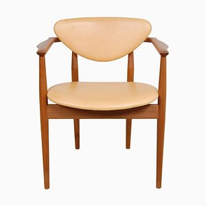 Model 109 Armchair in Teak and Natural Leather by Finn Juhl, 2000s