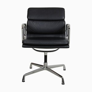 Black Leather EA-208 Softpad Chair by Charles Eames for Vitra, 2000s