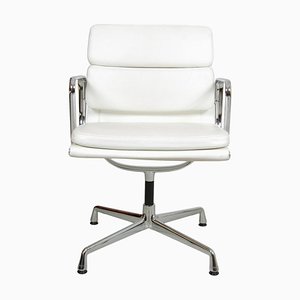 White Leather EA-208 Chair by Charles Eames for Vitra, 2000s