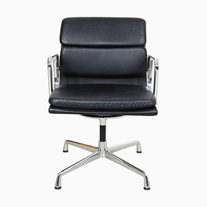 Black Leather and Chrome EA-208 Chair by Charles Eames for Vitra, 2000s