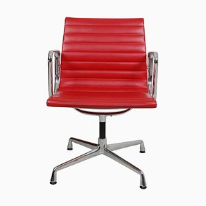 Red Leather EA-108 Chair by Charles Eames for Vitra, 2000s