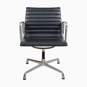 Dark Grey Leather EA-108 Chair by Charles Eames for Vitra