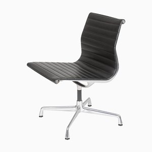 Black Leather EA-105 Chair by Charles Eames for Vitra