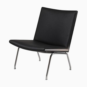 Silla Airport Ch401 de cuero bisonte negro de Hans J. Wegner para Carl Hansen & Søn