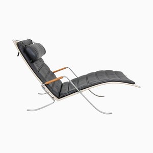 Grasshopper Fk-87 Lounge Chair in Black Leather by Fabricius and Kastholm for Kill International