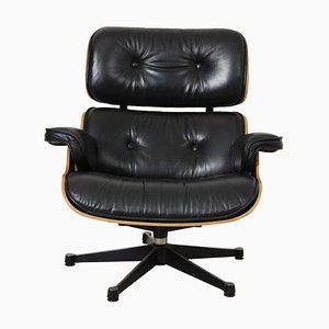 Lounge Chair in Black Patinated Leather by Charles Eames for Herman Miller, 1960s