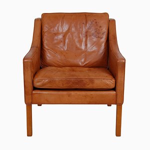 BM 2207 Armchair in Cognac Leather by Børge Mogensen for Fredericia, 1990s