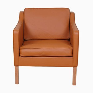 Model 2321 Armchair in Cognac Bison Leather by Børge Mogensen for Fredericia