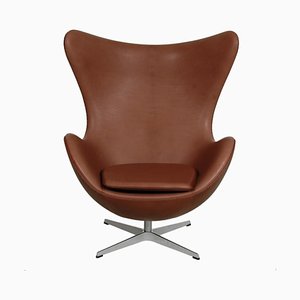 Egg Chair aus Mokka Anilinleder von Arne Jacobsen für Fritz Hansen