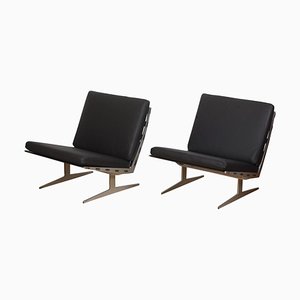Set of Caravelle Lounge Chairs in Black Leather by Paul Leidersdorff, 1960s