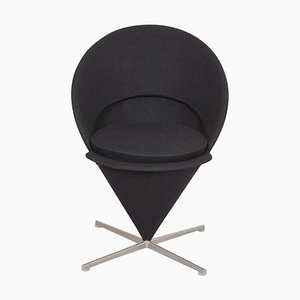 Silla Cone de tela Kvadrat negra de Verner Panton para Vitra, años 20