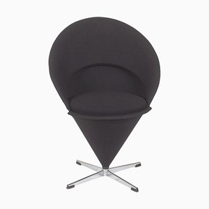 Black Fabric Cone Chair by Verner Panton for Fritz Hansen