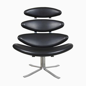 Black Leather Corona Armchair by Poul M. Volther, 2000s