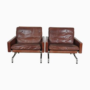 Brown Patinated Leather Pk-31/1 Armchairs by Poul Kjærholm for E. Kold Christensen, 1970s, Set of 2