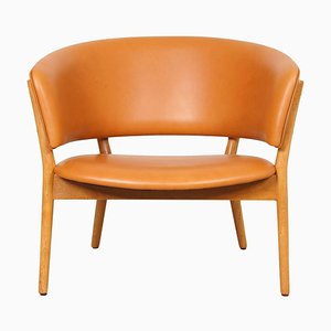 ND83 Armchair in Cognac Aniline Leather and Oak by Nanna Ditzel, 1920s