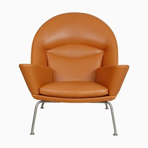 Oculus Lounge Chair in Cognac Anilin Leather by Hans Wegner for Carl Hansen & Søn, 2000s