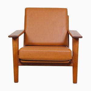 GE-290 Armchair in Teak and Walnut and Aniline Leather by Hans Wegner for Getama, 1980s