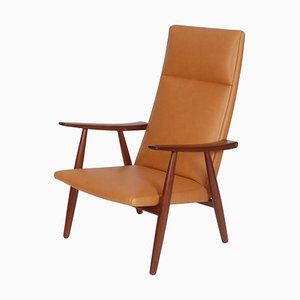GE-260A Chair in Teak and Cognac Aniline Leather by Hans J. Wegner for Getama