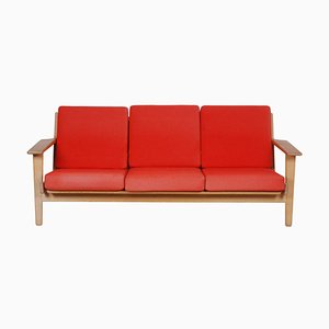 GE-290 Sofa with Red Fabric by Hans J. Wegner for Getama