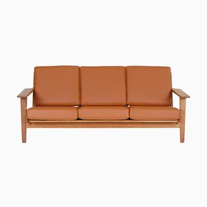GE-290 Sofa in Cognac Bison Leather by Hans J. Wegner for Getama