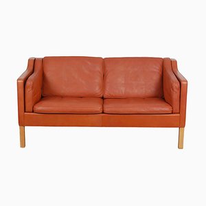 Two Seater 2212 Sofa in Patinated Cognac Leather by Børge Mogensen for Fredericia