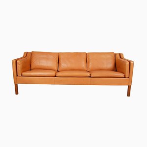 2213 Sofa in Light Patinated Cognac Leather by Børge Mogensen for Fredericia, 1980s