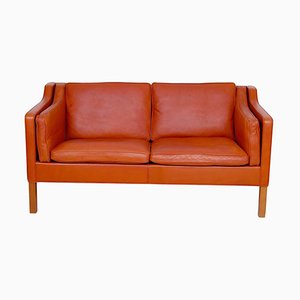Two Seater 2212 Sofa in Cognac Leather with Patina by Børge Mogensen for Fredericia, 1980s